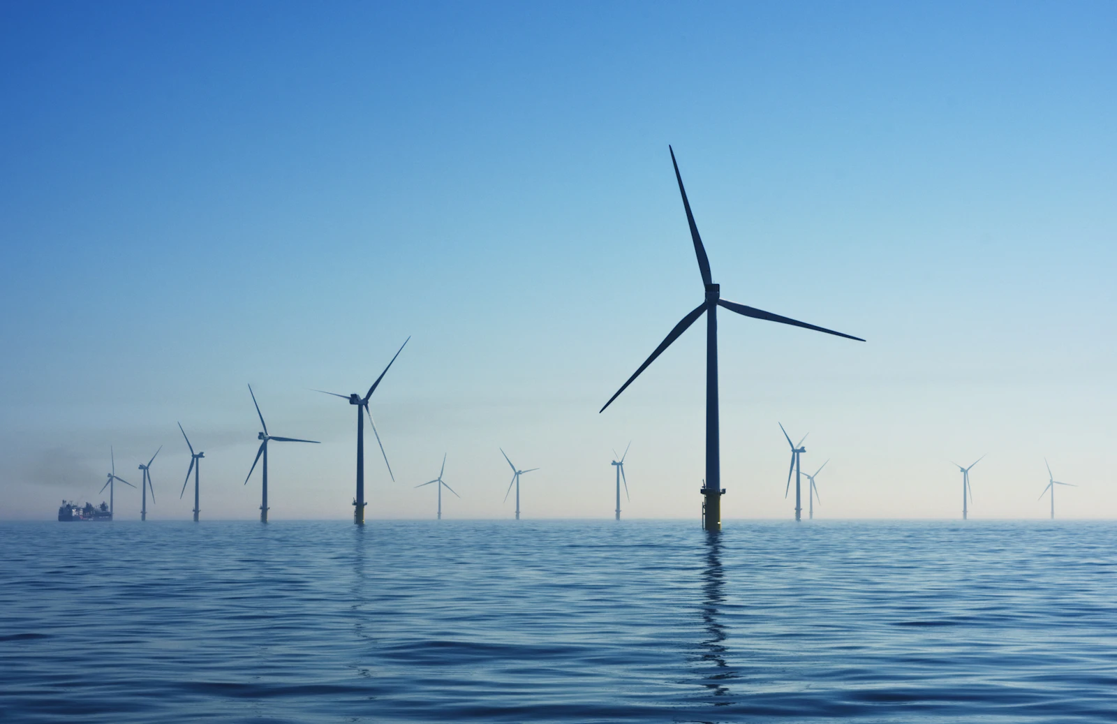 Offshore wind turbines generating grid power